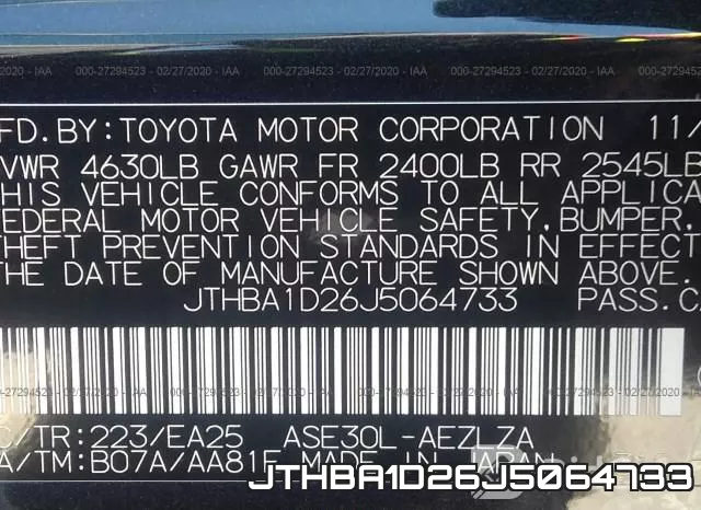JTHBA1D26J5064733 фото 10