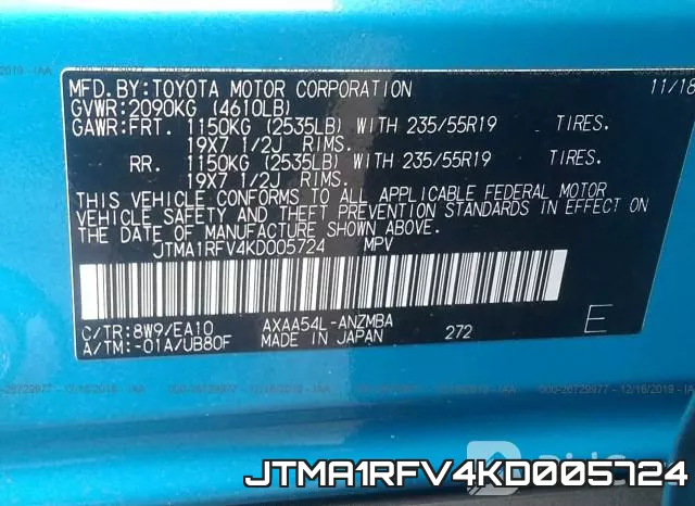 JTMA1RFV4KD005724 фото 6