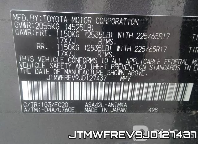 JTMWFREV9JD127437 фото 10