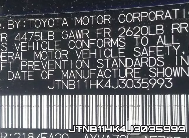 JTNB11HK4J3035993 фото 10