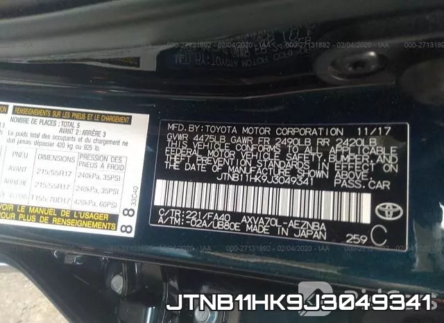 JTNB11HK9J3049341 фото 10