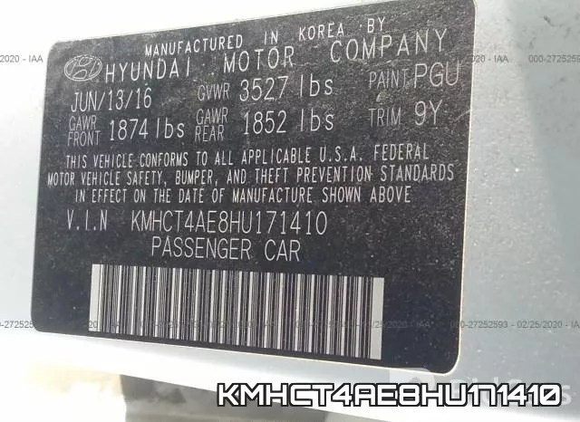 KMHCT4AE8HU171410 фото 10