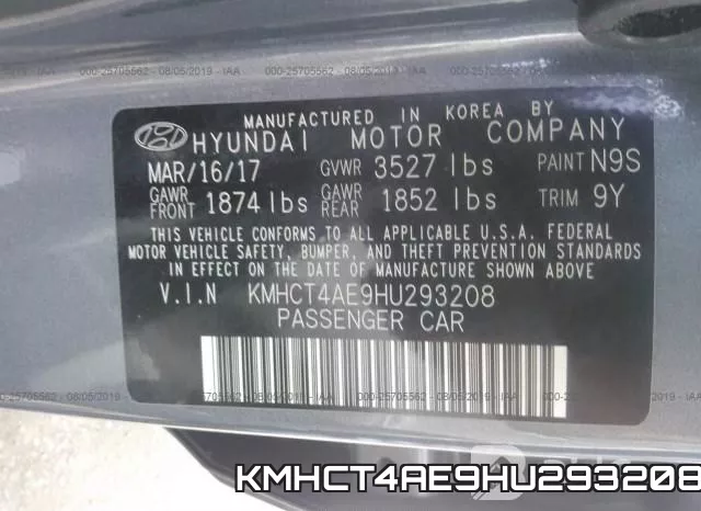 KMHCT4AE9HU293208 фото 10