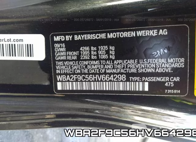 WBA2F9C56HV664298 фото 10