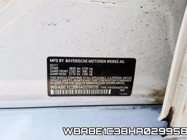 WBA8E1C38HA029958 фото 2