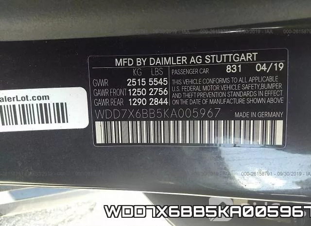 WDD7X6BB5KA005967 фото 10