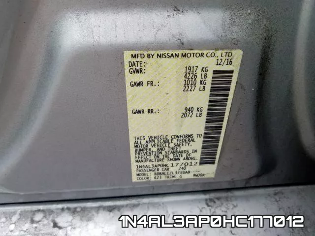 1N4AL3AP0HC177012 фото 2
