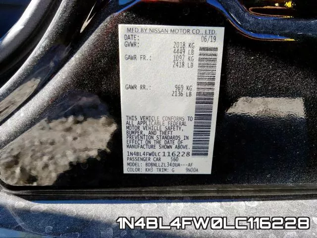 1N4BL4FW0LC116228 фото 2
