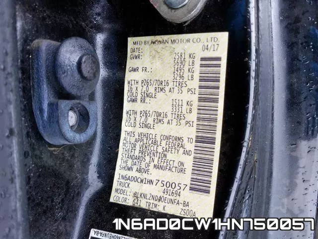 1N6AD0CW1HN750057 фото 2
