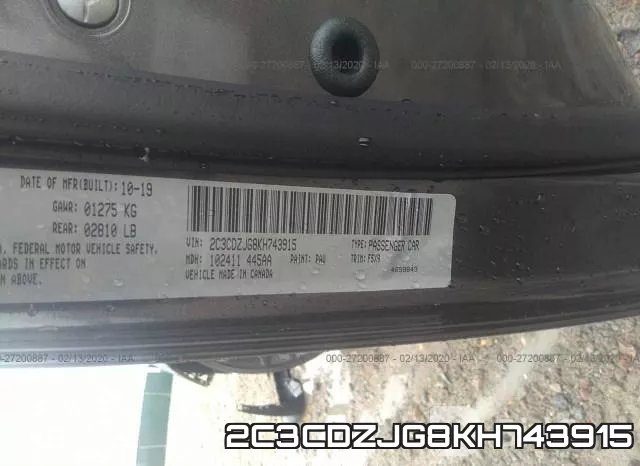 2C3CDZJG8KH743915 фото 10