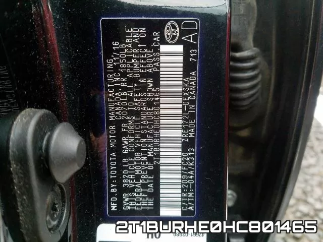 2T1BURHE0HC801465 фото 2
