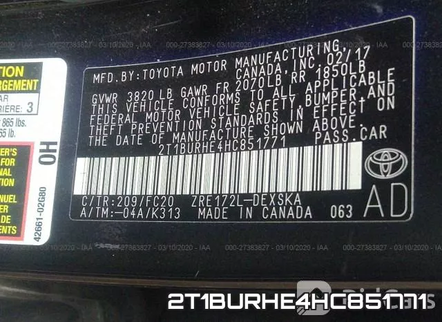 2T1BURHE4HC851771 фото 10