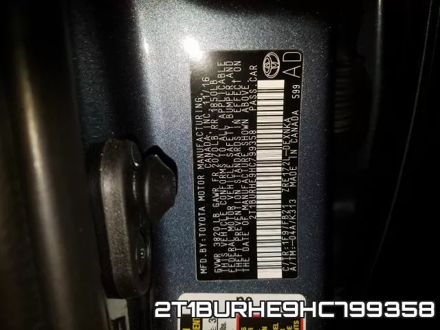 2T1BURHE9HC799358 фото 2