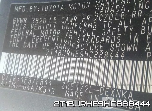 2T1BURHE9HC888444 фото 10