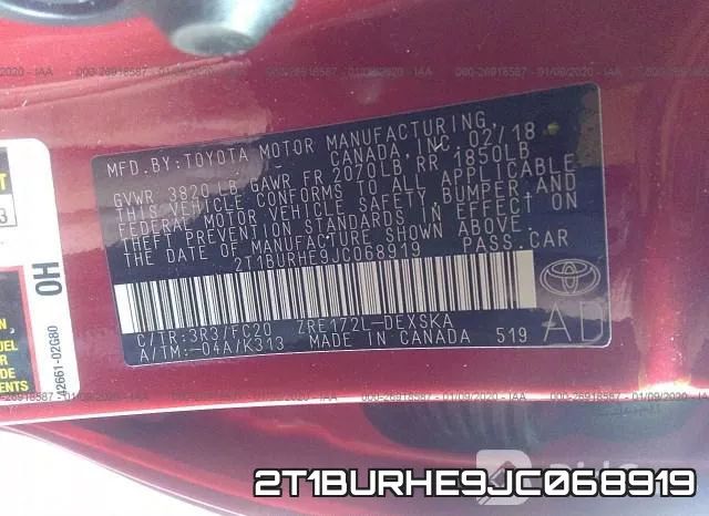 2T1BURHE9JC068919 фото 10