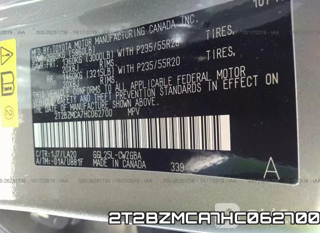 2T2BZMCA7HC062700 фото 10