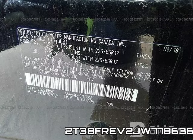 2T3BFREV2JW778636 фото 10