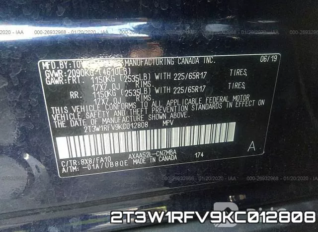 2T3W1RFV9KC012808 фото 10