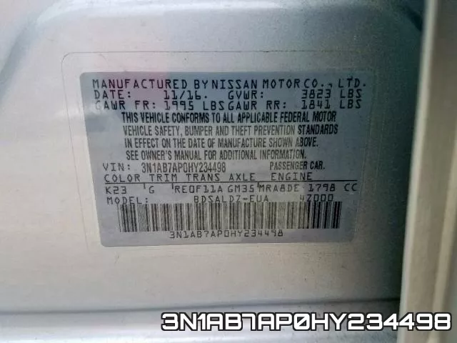 3N1AB7AP0HY234498 фото 2