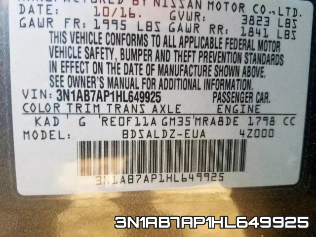 3N1AB7AP1HL649925 фото 2