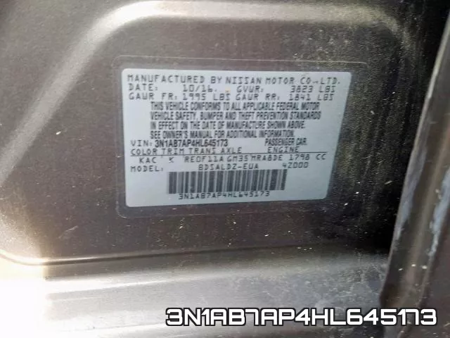 3N1AB7AP4HL645173 фото 2