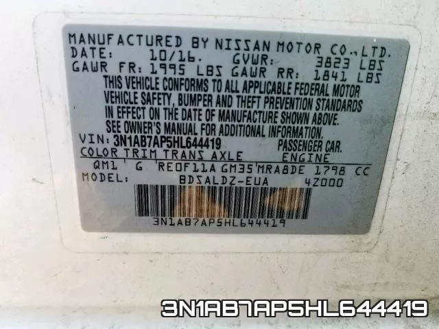 3N1AB7AP5HL644419 фото 2