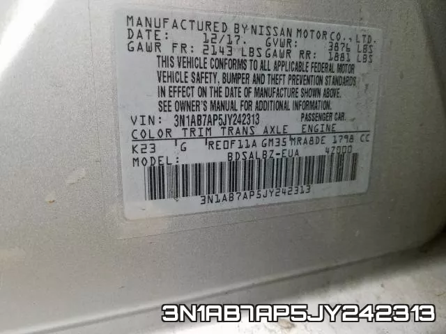 3N1AB7AP5JY242313 фото 2