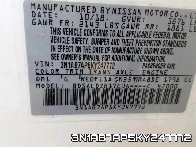 3N1AB7AP5KY247772 фото 2
