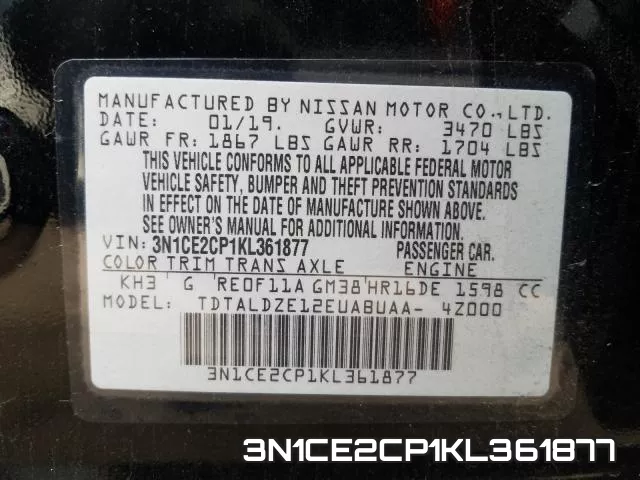 3N1CE2CP1KL361877 фото 2