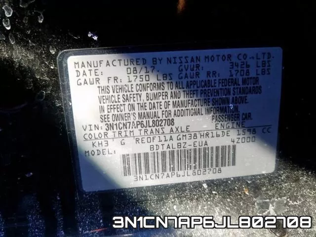 3N1CN7AP6JL802708 фото 2