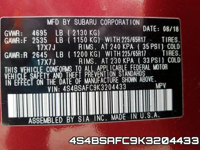 4S4BSAFC9K3204433 фото 2