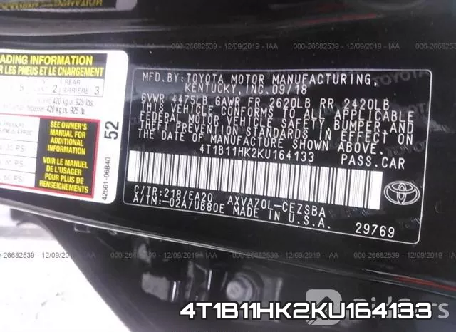 4T1B11HK2KU164133 фото 10