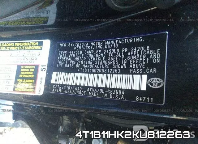 4T1B11HK2KU812263 фото 10
