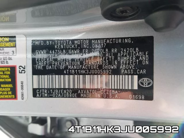 4T1B11HK3JU005992 фото 2