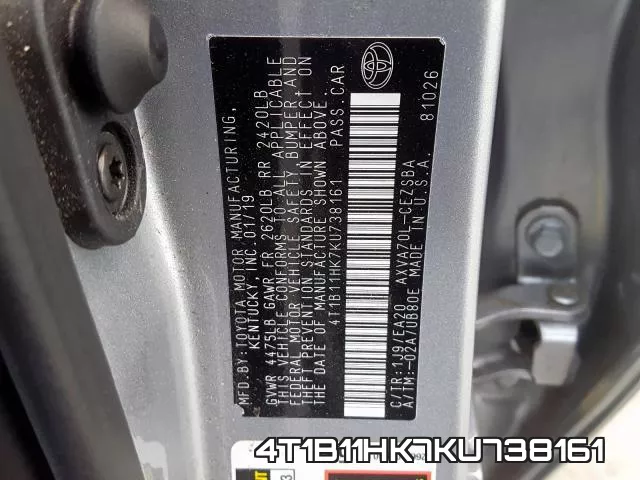 4T1B11HK7KU738161 фото 2