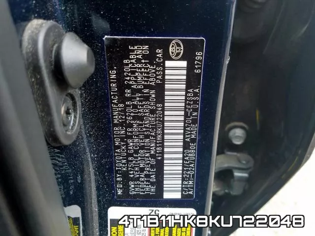 4T1B11HK8KU722048 фото 2