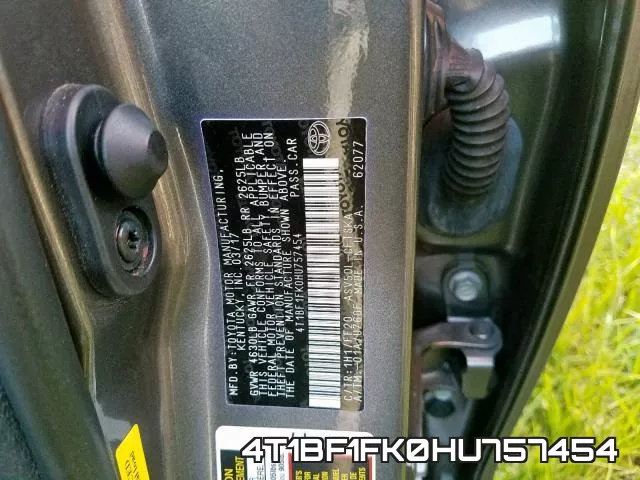 4T1BF1FK0HU757454 фото 2
