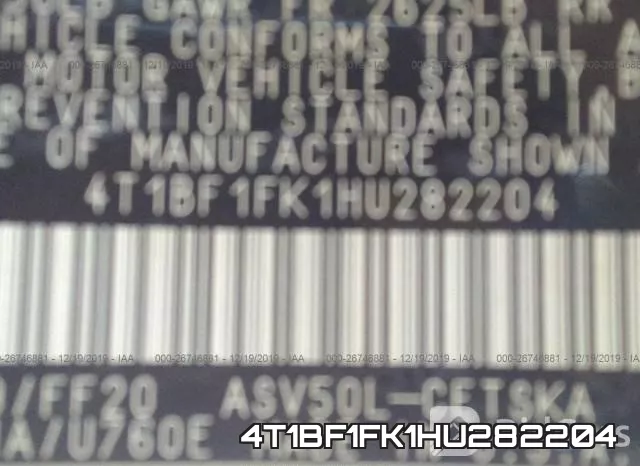 4T1BF1FK1HU282204 фото 10