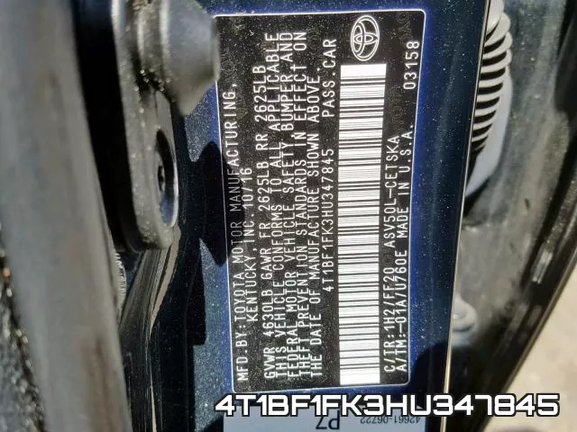 4T1BF1FK3HU347845 фото 2