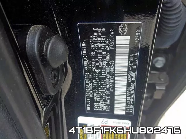 4T1BF1FK6HU802476 фото 2