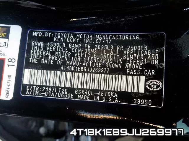 4T1BK1EB9JU269977 фото 2