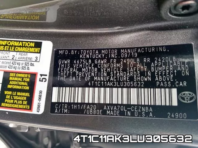 4T1C11AK3LU305632 фото 7