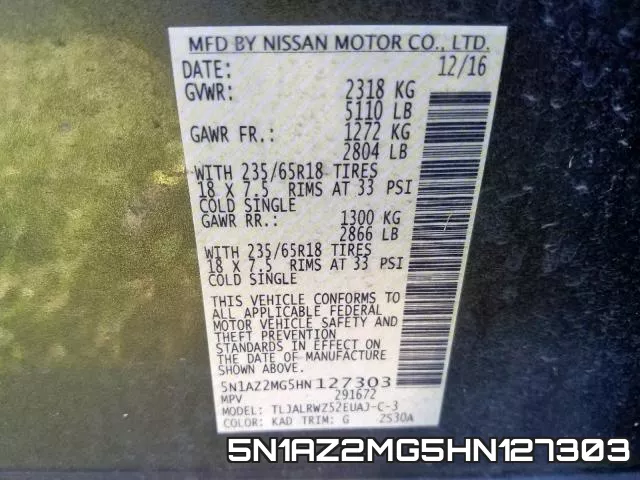 5N1AZ2MG5HN127303 фото 2