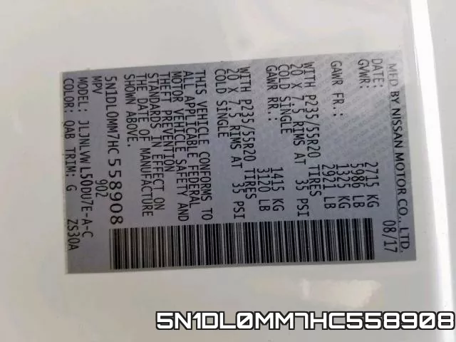 5N1DL0MM7HC558908 фото 2