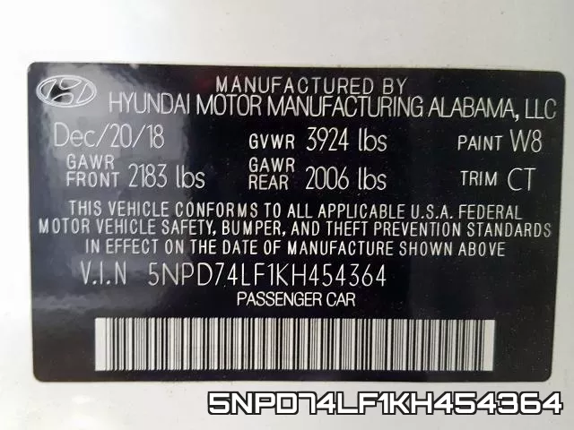 5NPD74LF1KH454364 фото 2