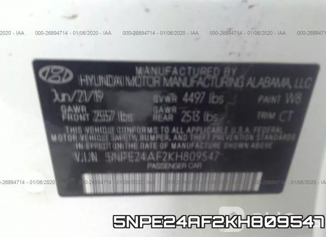5NPE24AF2KH809547 фото 10