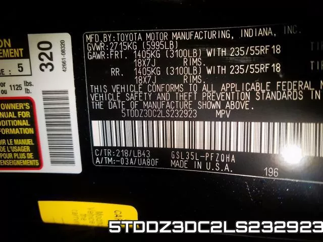 5TDDZ3DC2LS232923 фото 2