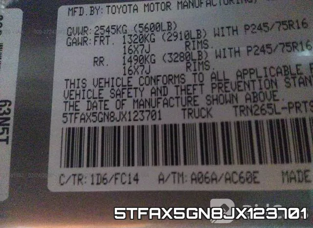 5TFAX5GN8JX123701 фото 10