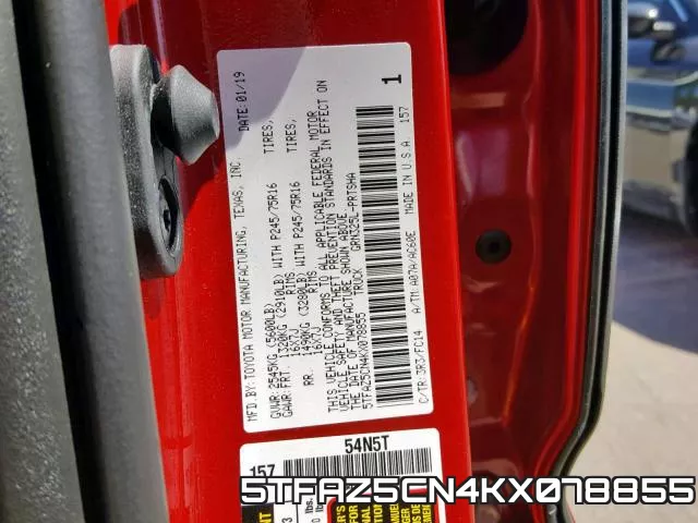 5TFAZ5CN4KX078855 фото 2