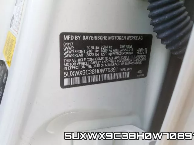 5UXWX9C38H0W70891 фото 2